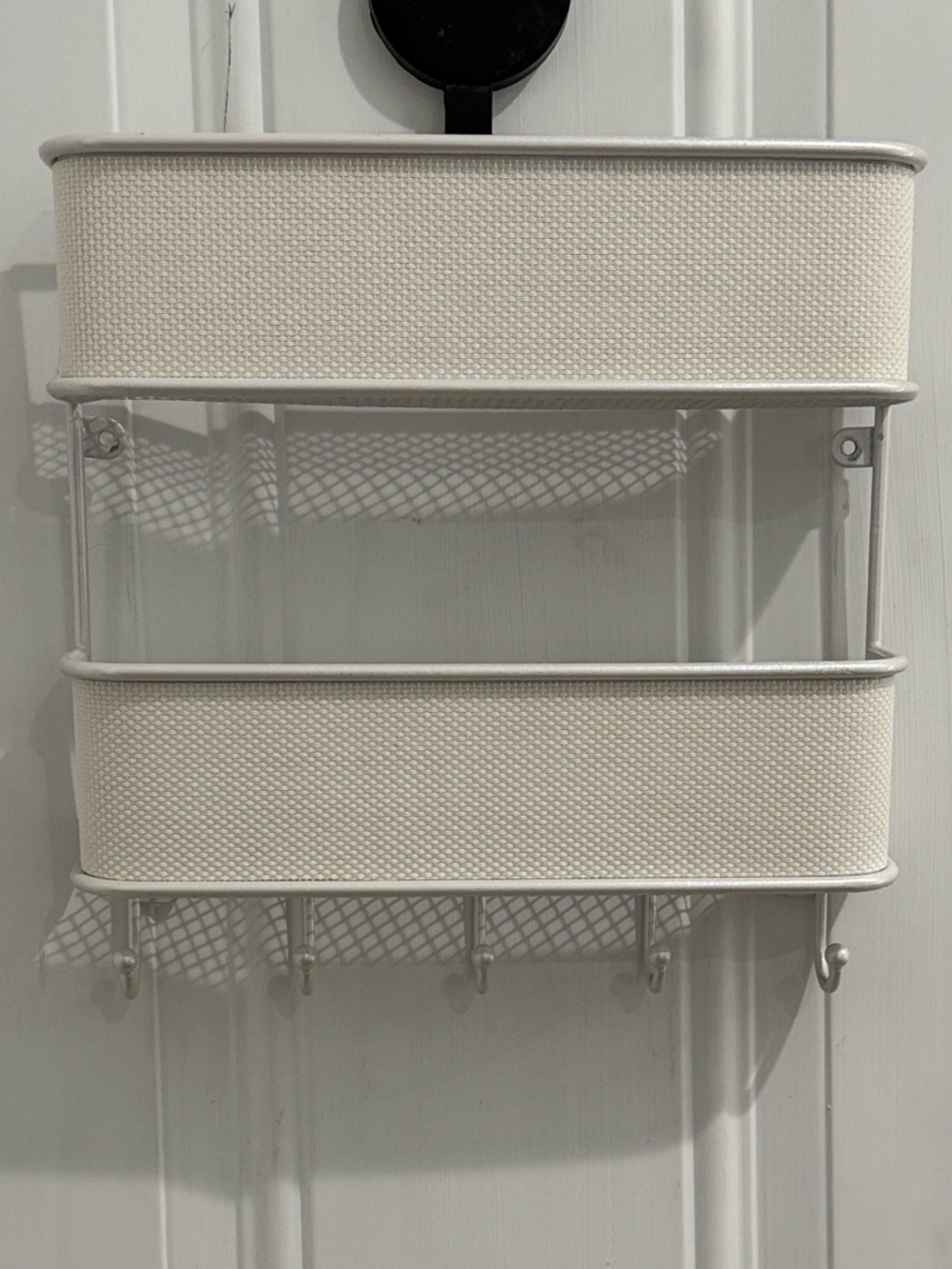 mDesign 2-Tier Wall Mounted Mail Holder Organizer White Hooks - Picture 13 of 13